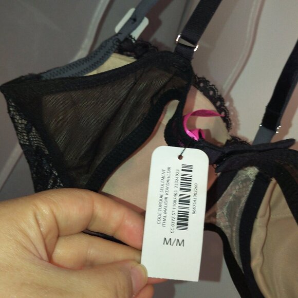 🔔2/$90🔔NWT RARE Sexy La SENZA Lace Padded Halter Bra Push-up in Black size M - Picture 8 of 15